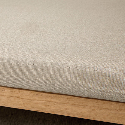 Boho Bed Bottom Bench with Padded Seat and Armrests in Wood and Rattan, 120x38x61.5cm, Cream