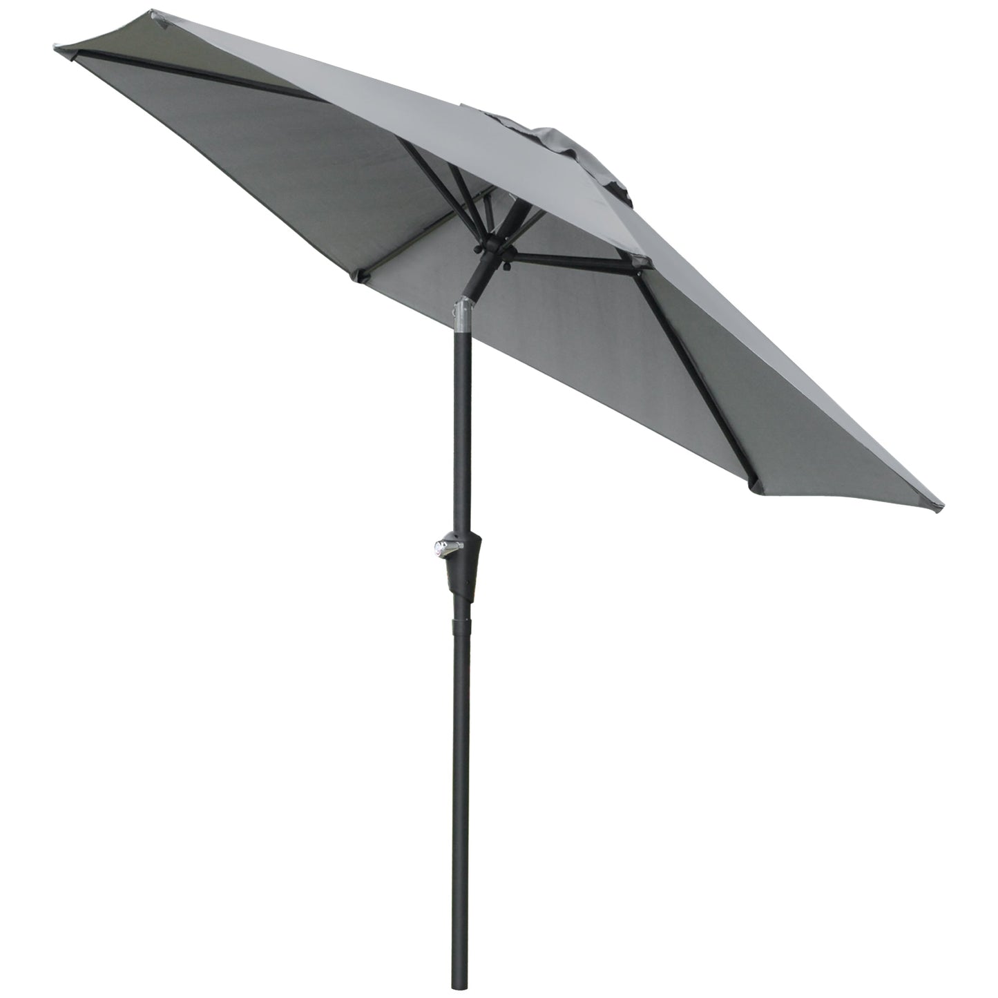 2.3x2m Tilting Garden Umbrella with Crank Opening and 6 Ribs, Grey