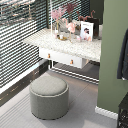 Linen Effect Storage Ottoman, 120 kg max, with Flip-Top Tray, in MDF, 56x56x42 cm, Grey