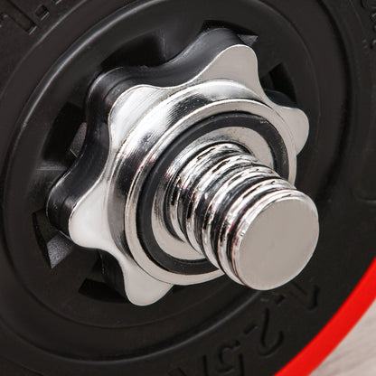 2-in-1 Barbell and Dumbbell Set, 30kg Weights, Discs with Scratch-Resistant Plastic Coating, Red and Black