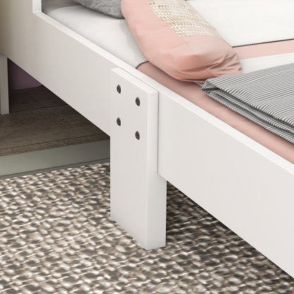 Children's Bed for 3-6 Years with Anti-Fall Side Rails in MDF, 143x74x66 cm, White and Pink