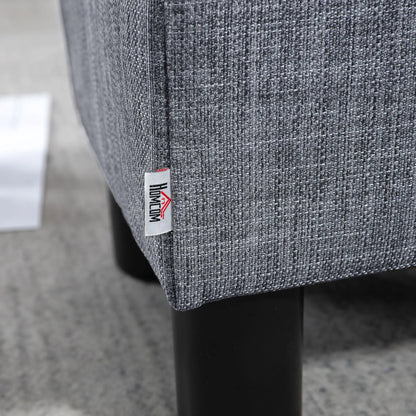 Pouf Footstool in Linen Effect Fabric Padded, 40x30x24cm, Grey