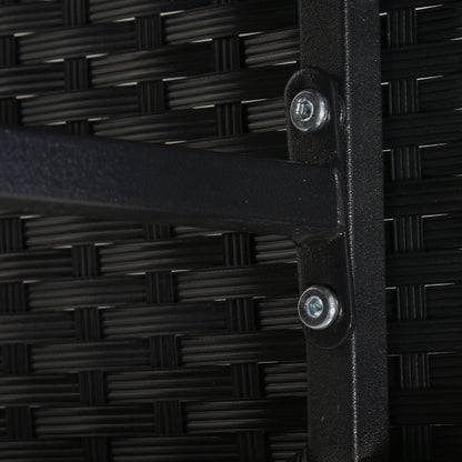 LUMIJA | 11 Piece Outdoor Rattan Garden Furniture Set with Tempered Glass Table and Cushions, Dining Set, Black