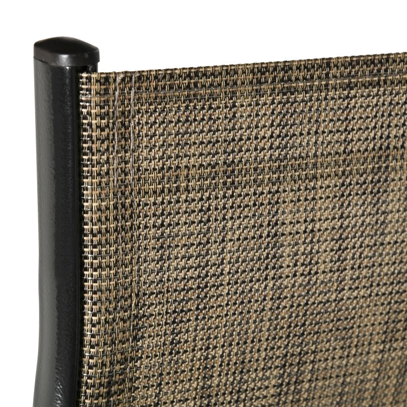 Garden Chairs Set of 4, Stackable Outdoor Chairs in Metal and Breathable Fabric, Brown