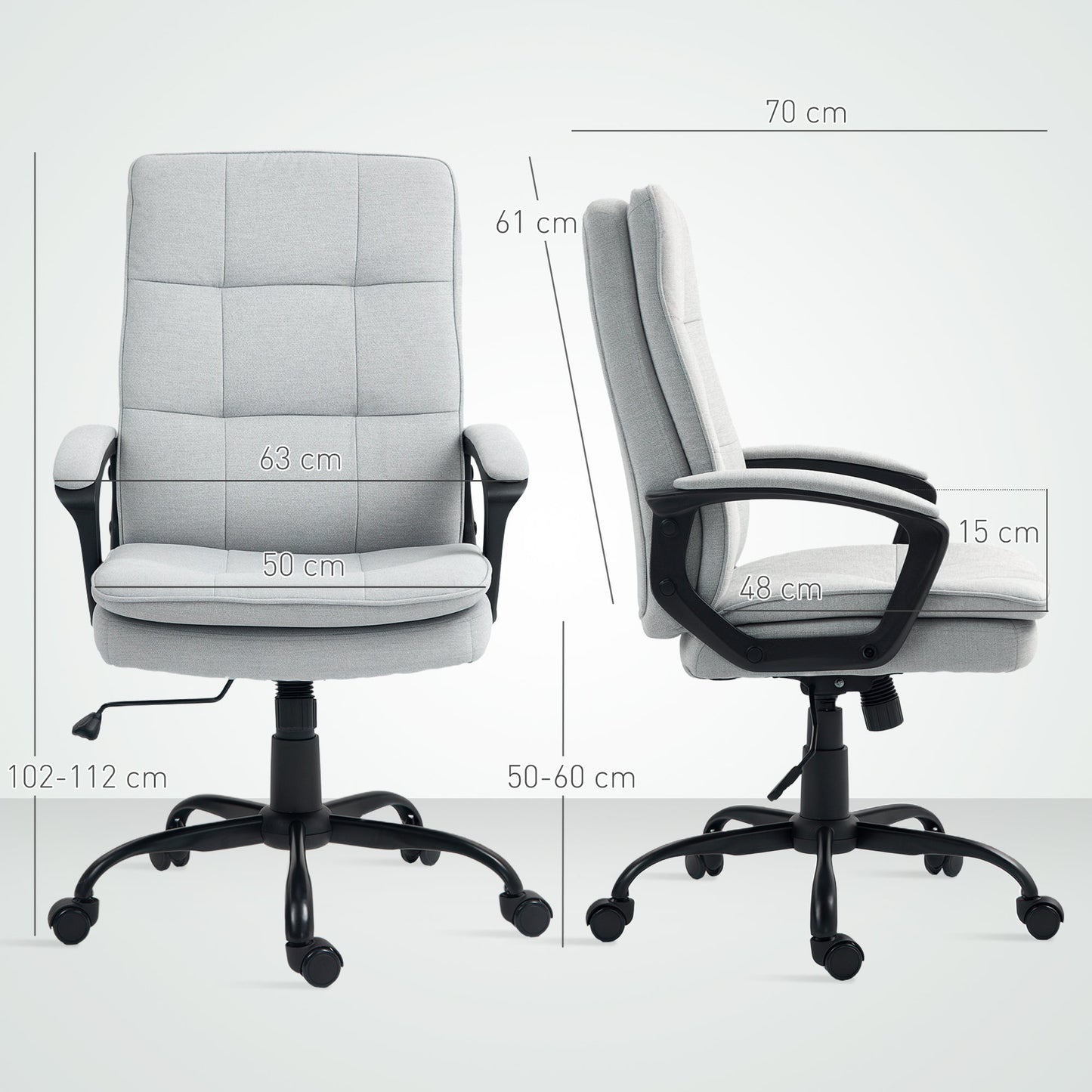 Ergonomic Office Chair with High Back, Adjustable Height and Rocking, Gray