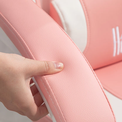 Ergonomic Cat Ear Gaming Chair with Footrest, Lumbar and Neck Support, Pink