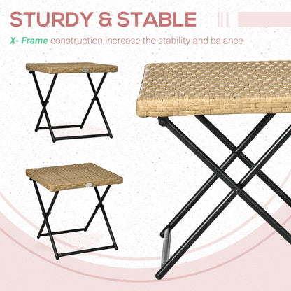 Space-saving Folding Garden Table in Synthetic Rattan and Steel, 40x40x40cm, Wicker Color