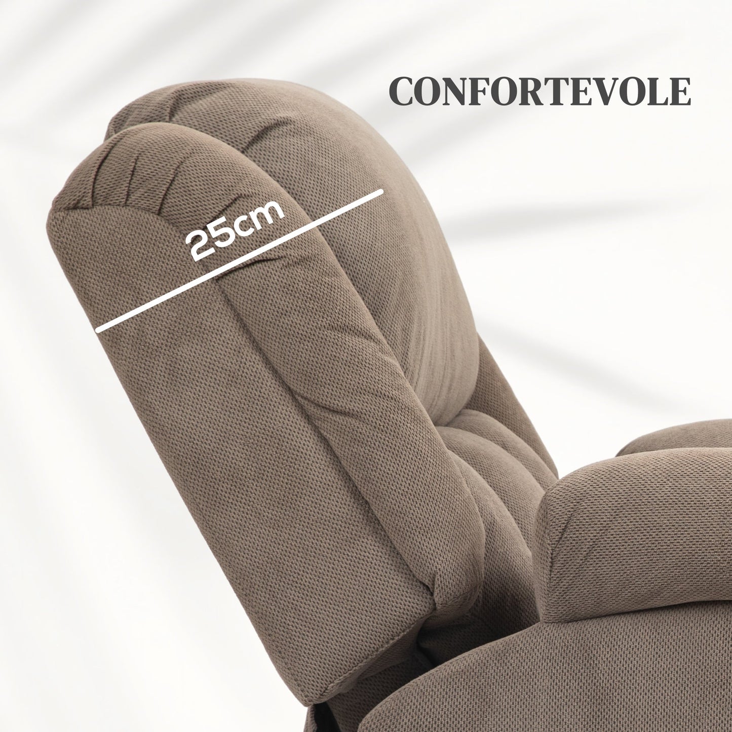 Lift Massage Reclining Chair with 2 Pockets and Remote Control, 93x104x105 cm, Light Brown