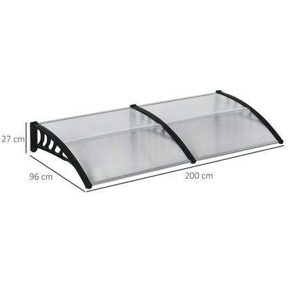 Outdoor Canopy for Windows and Doors in Polycarbonate and Aluminum, 200x100x26cm, Transparent