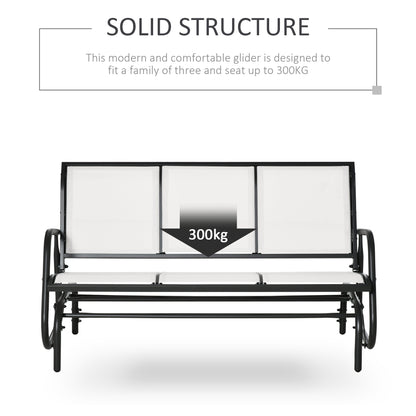 3-Seater Garden Swing Bench in Metal and Breathable Mesh Fabric, 147x70x85cm, Beige