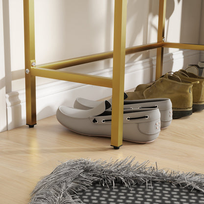 Modern Entryway Console Table with 2 Drawers and Golden Legs, 80x31.5x75cm, White