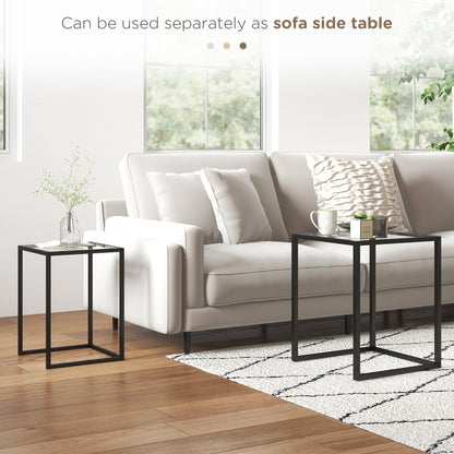 CIELO | Set of 2 Modern Black Coffee Tables with Tempered Glass