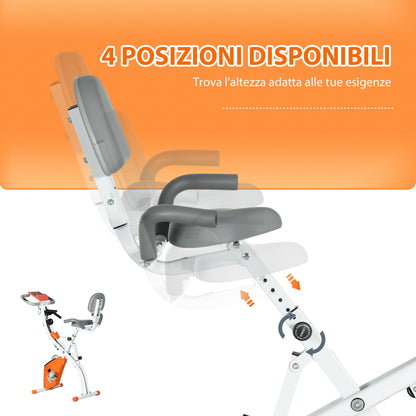 Folding Exercise Bike with 8-Level Magnetic Resistance, Heart Rate Sensor, 2.5kg Flywheel, Orange
