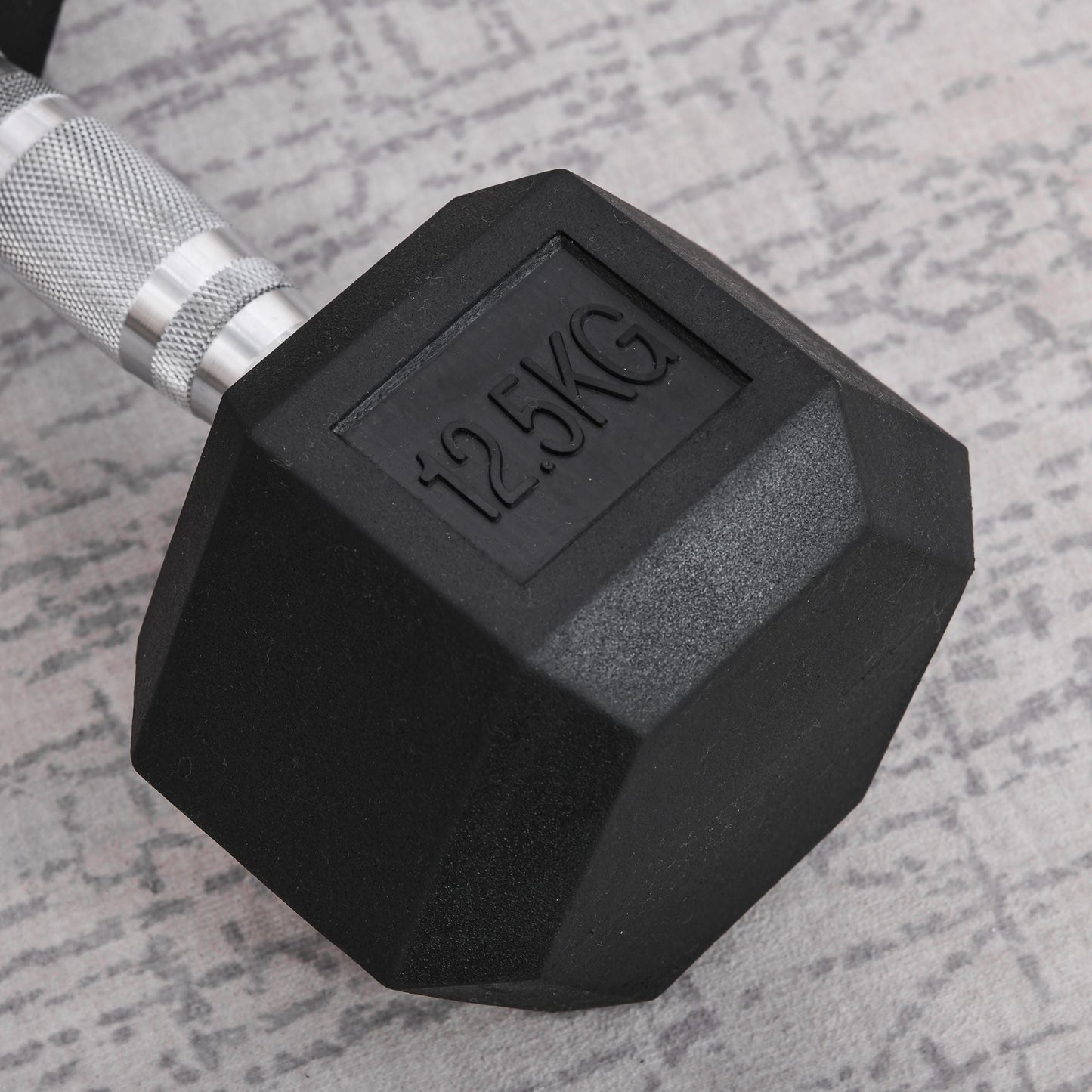 12.5kg Hex Single Dumbbell with Non-Slip Knurled Grip, Black