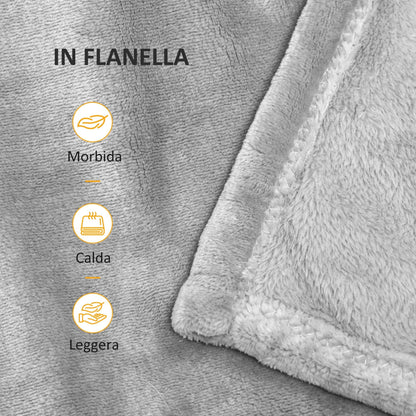 Grey 330 GSM Reversible Flannel Blanket for Indoor and Outdoor Use, 203x152x0.5 cm, Grey