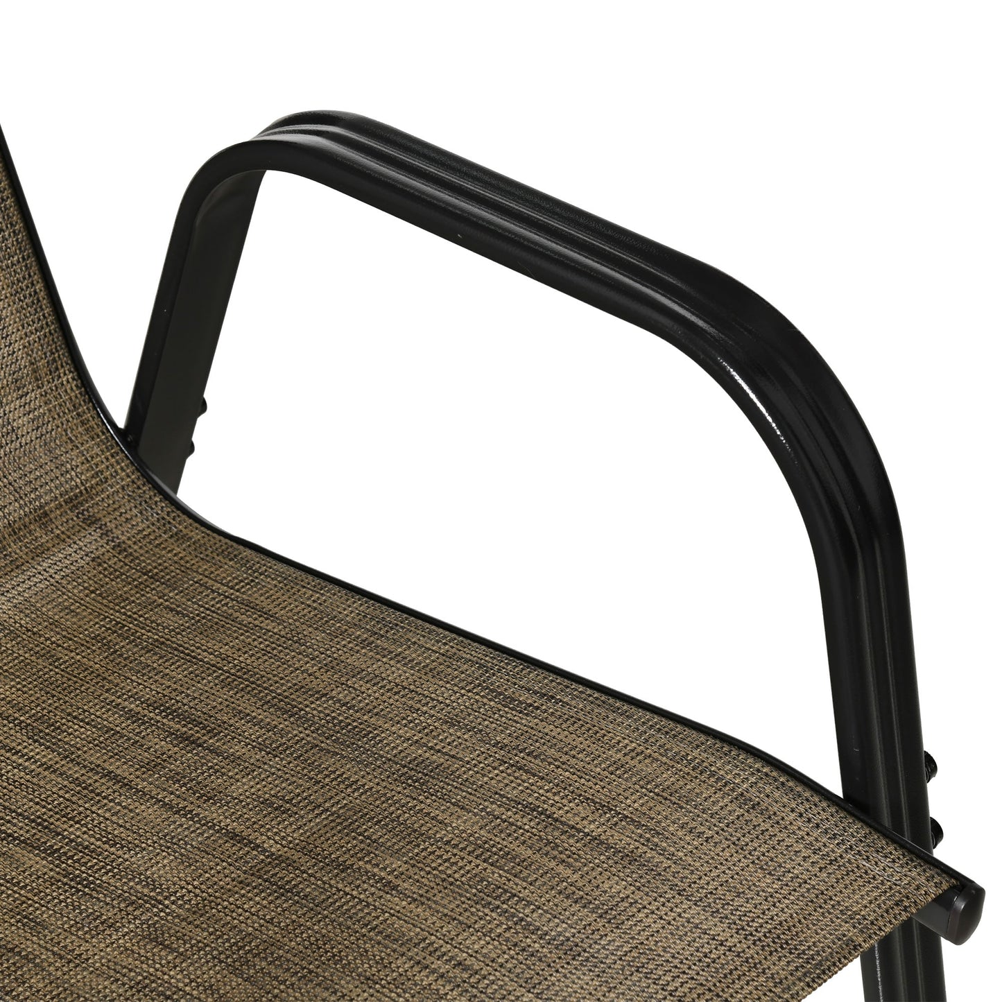 Garden Chairs Set of 6, Stackable Outdoor Chairs in Metal and Breathable Fabric, Brown