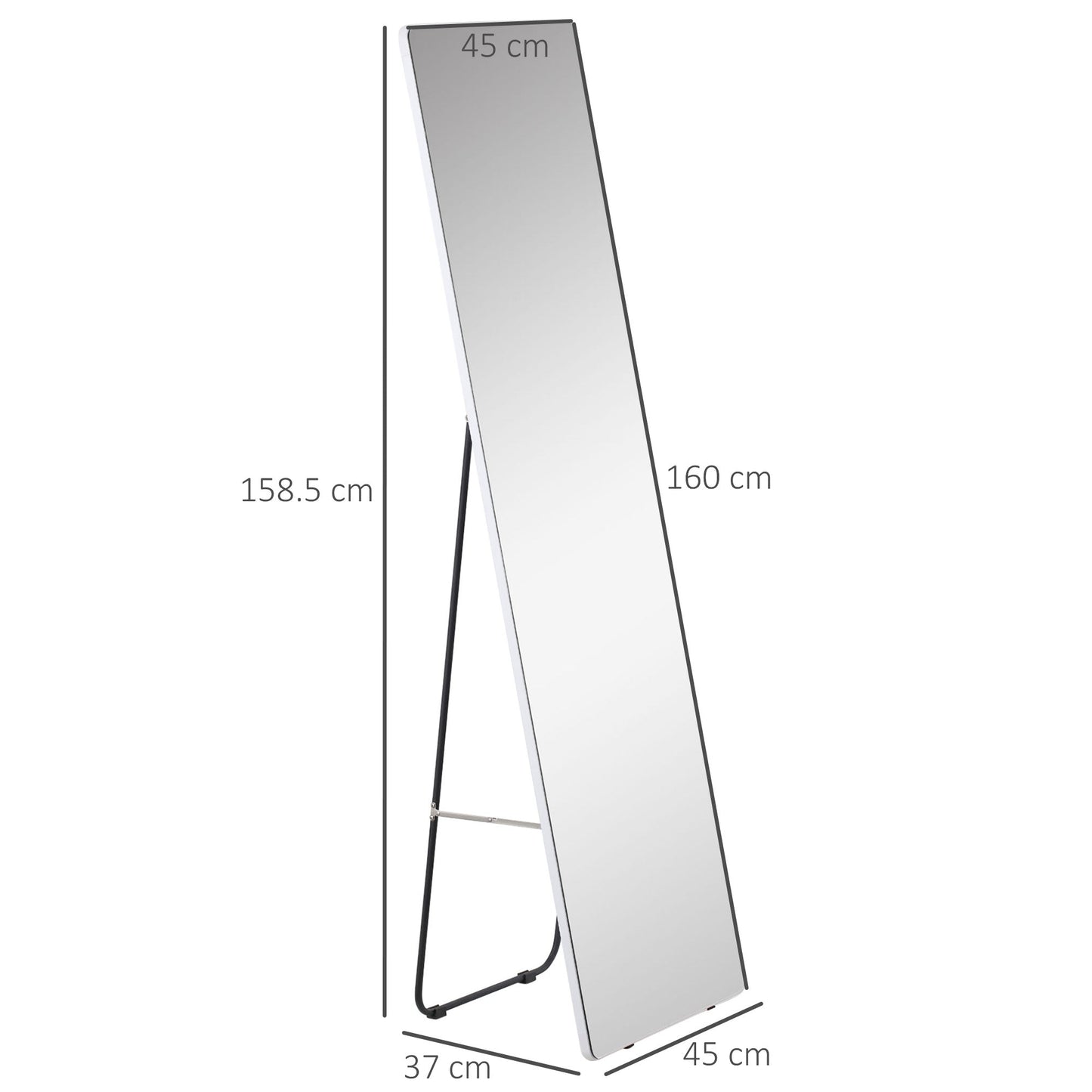 Floor and Wall Mirror with Aluminum Frame for Bedroom, Entrance and Bathroom, 45x37x158.5cm