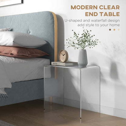 Living room coffee table in UC with smooth edges and rounded corners, 53.5x30.5x53.5 cm, transparent