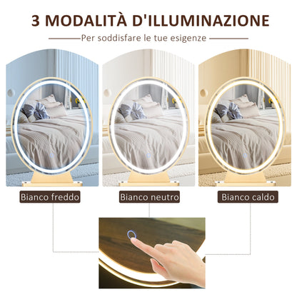 Industrial-Style LED-Lighted Dressing Table with Mirror, Makeup Table with Stool, Touch Switch Vanity, White