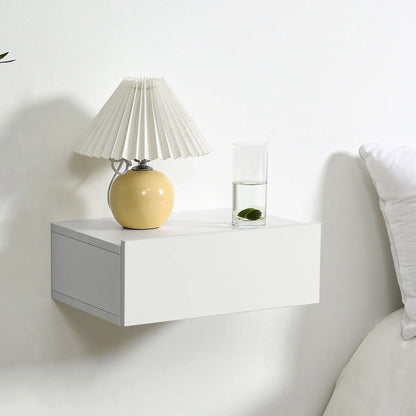 Set of 2 Wooden Suspended Bedside Tables, Modern Design, 40x30x15cm - White