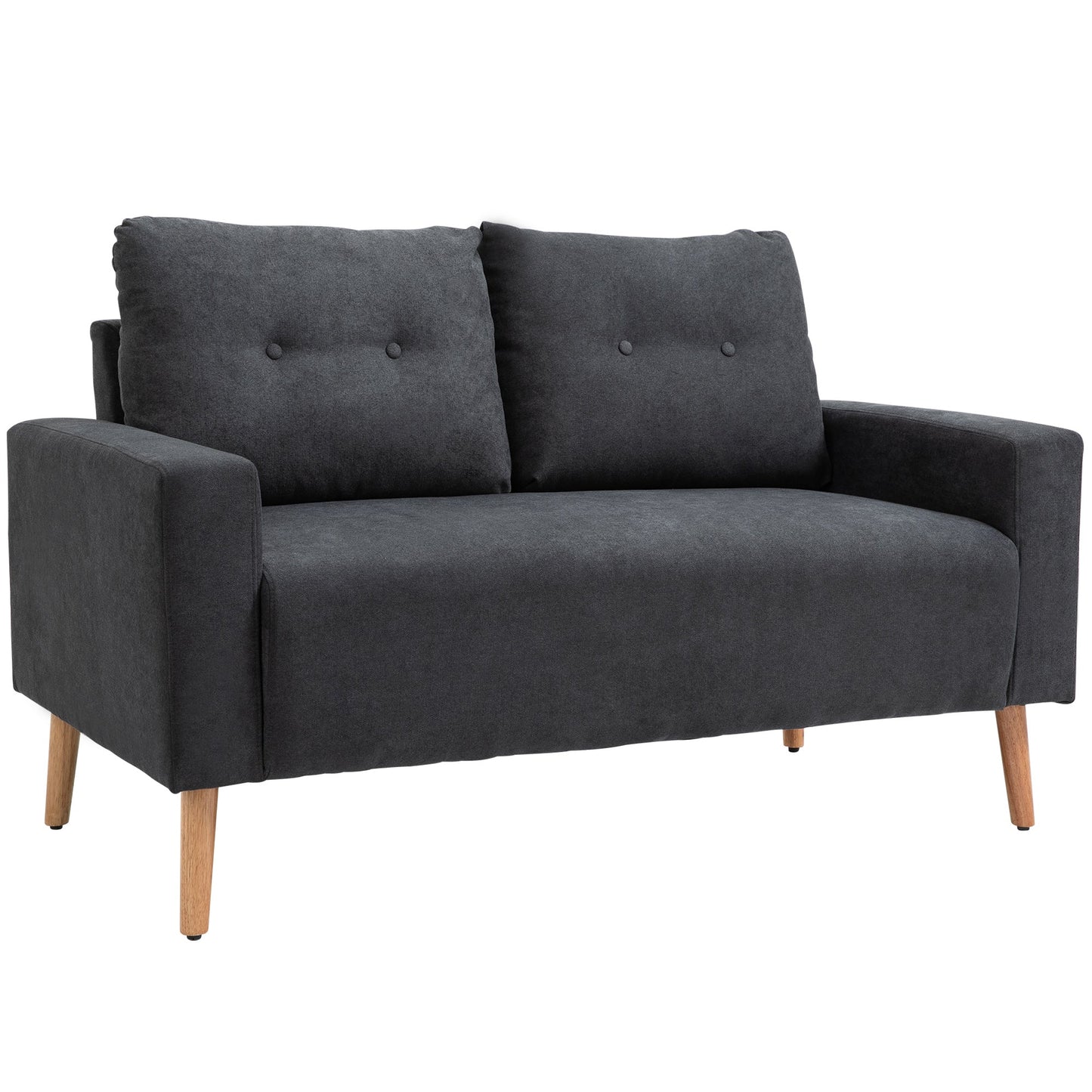 Nordic Style Modern 2-Seater Sofa with Quilted Fabric Backrest, 145x76x88 cm, Grey