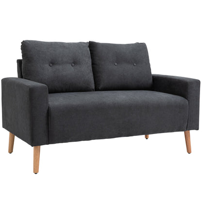Nordic Style Modern 2-Seater Sofa with Quilted Fabric Backrest, 145x76x88 cm, Grey