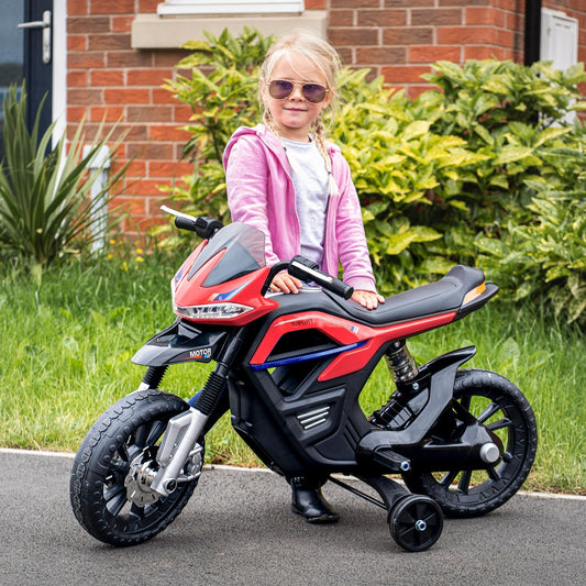 Motorcycle Cross for children, realistic and safe electric motor with headlights and red and black music