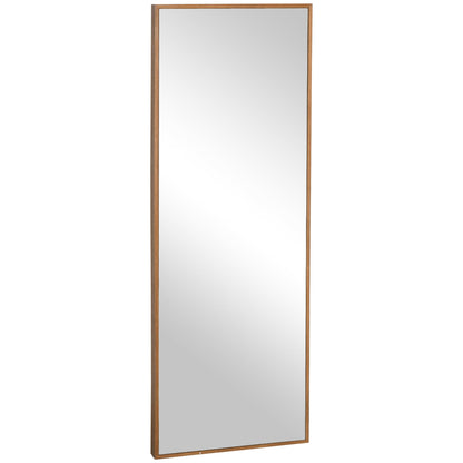 Pine Wood Wall and Freestanding Mirror with Hooks Included, 45x125cm