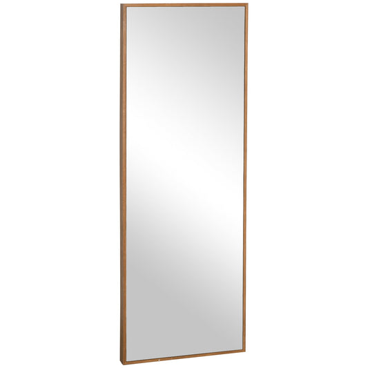 Pine Wood Wall and Freestanding Mirror with Hooks Included, 45x125cm
