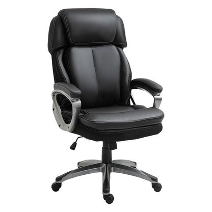 Ergonomic office armchair with headrest, adjustable height and swing, swivel chair with wheels, 68x76x117-125cm, black