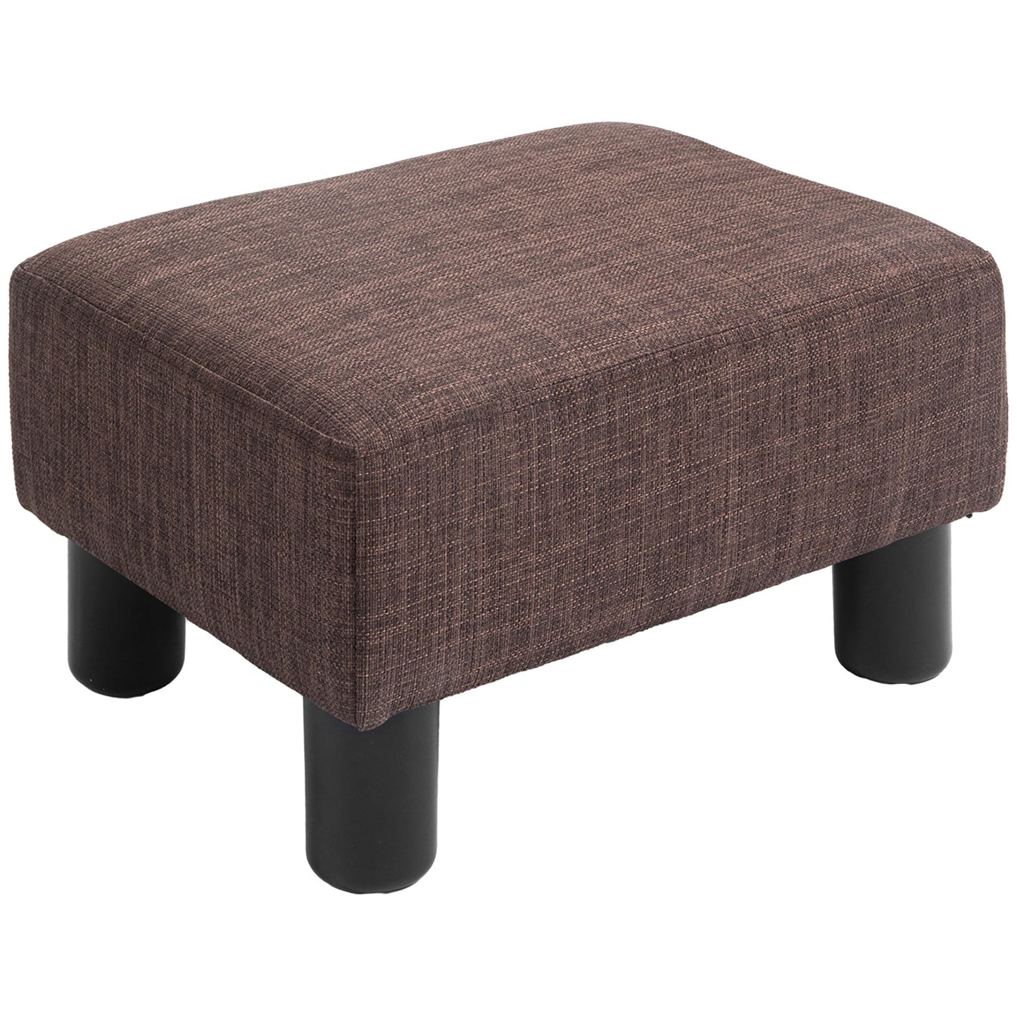 Pouf Footstool in Linen Effect Fabric Padded, 40x30x24cm, Dark Brown