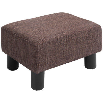 Pouf Footstool in Linen Effect Fabric Padded, 40x30x24cm, Dark Brown