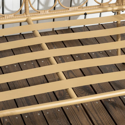 Boho Style Rattan Garden Lounge Set with 2 Seater Sofa, 2 Armchairs and Glass Coffee Table