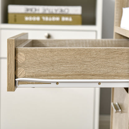 Multi-Use Printer Stand, Office Cabinet, Low Cabinet, Multipurpose Cabinet with 4 Wheels, Oak, 80x40x72cm