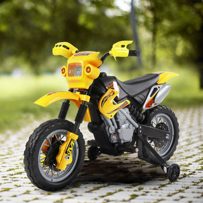 Moto Electric Cross with yellow wheel for children 3 years and more, 6v speed 6v 2.5km/h battery, 102 x 53 x 66cm