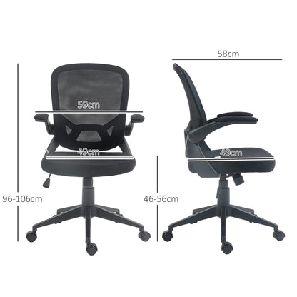 Ergonomic Office Chair with Adjustable Height, Flip-Up Armrests and Mesh Fabric, Black