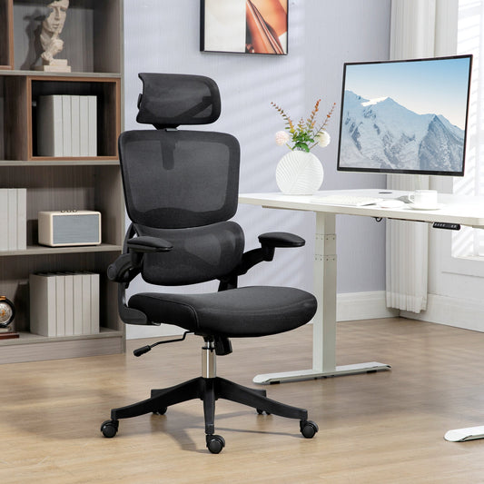 Height Adjustable Office Chair with Tilt and Lumbar Support, 62x58x120-133 cm, Black