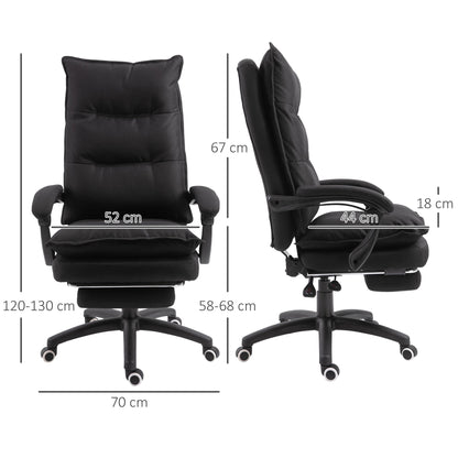 Height Adjustable Office Chair with 6 Massage Points, in Linen Effect Fabric, 70x62x120-130 cm, Black