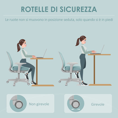 Ergonomic Height-Adjustable Office Chair with Breathable Backrest, 55x48x82.5-94.5 cm, Light Green