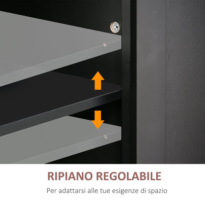 Kitchen Trolley with Drawers, Cabinets and Spice Rack, Made of Wood and MDF, 111x44.5x82.5 cm, Black