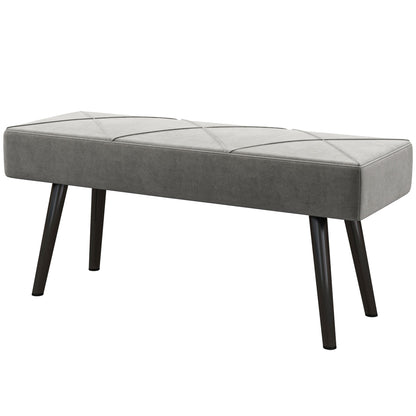 Velvet Upholstered Bench with Steel Legs, 100x36x45cm, Grey