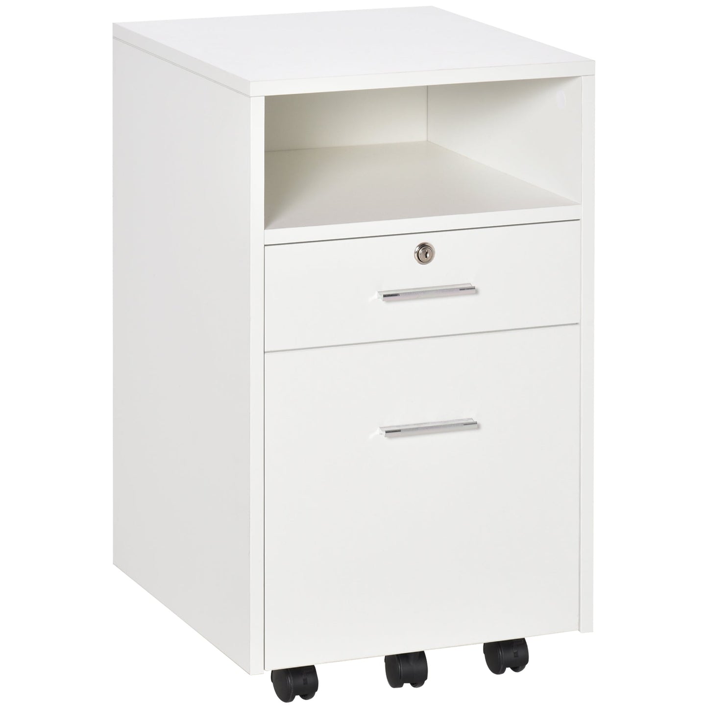 Office Drawer Unit, Desk Drawer Unit for Documents and Printer, 2 Keys, White
