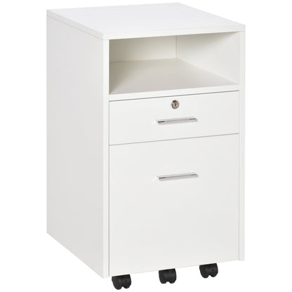 Office Drawer Unit, Desk Drawer Unit for Documents and Printer, 2 Keys, White