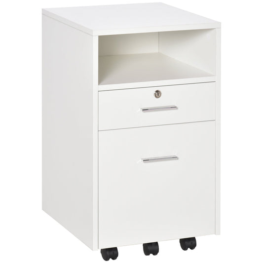 Office Drawer Unit, Desk Drawer Unit for Documents and Printer, 2 Keys, White