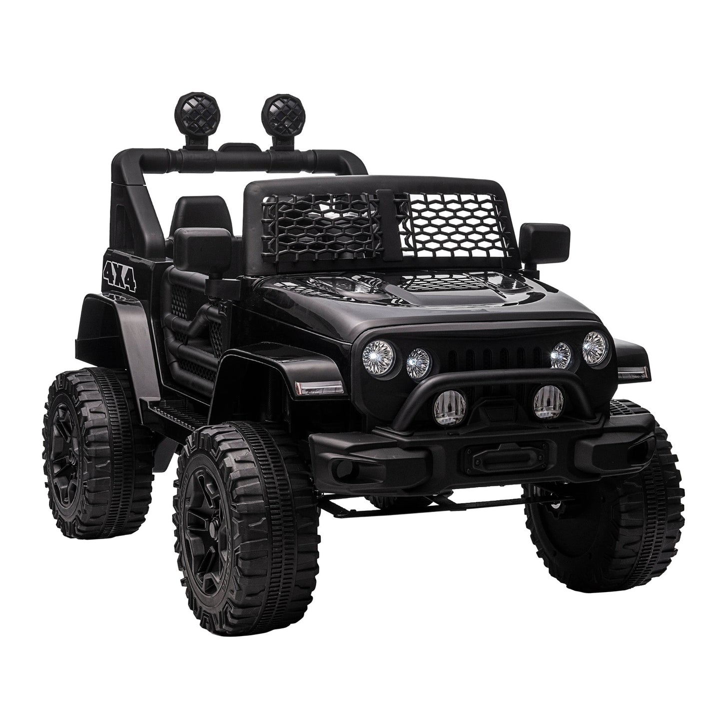 Electric Ride-On Car for Kids 3-6 Years 12V with Remote Control, Headlights and Horn, 100x64. 2x71 cm, Black