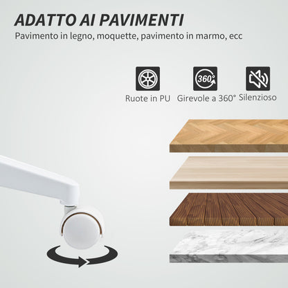 Ergonomic Office Chair with Curved Backrest, Adjustable PU Leather and Steel, 58x53x97-107 cm, White