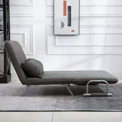 2 Seater Sofa Bed in Faux Leather and Steel with 5-Position Adjustable Seat, 105x80x78 cm, Grey