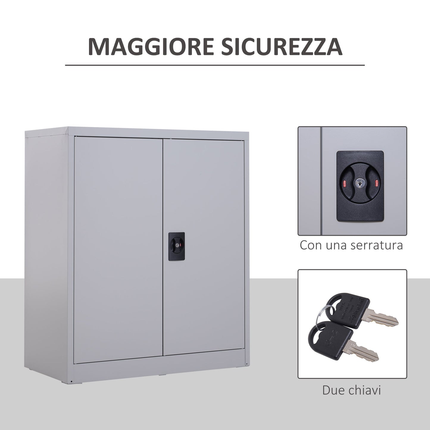Cabinet Adjustable Shelf Safety Lock for Home Office Garage Steel 80x40x92.5cm Grey