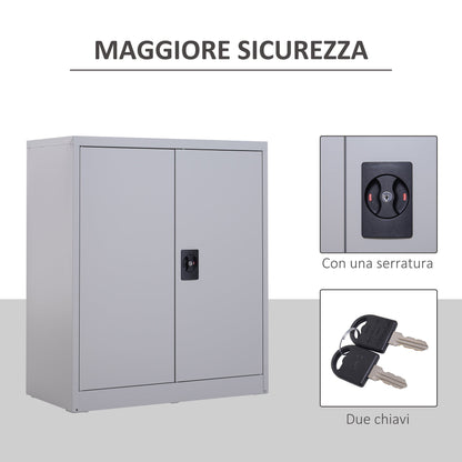 Cabinet Adjustable Shelf Safety Lock for Home Office Garage Steel 80x40x92.5cm Grey