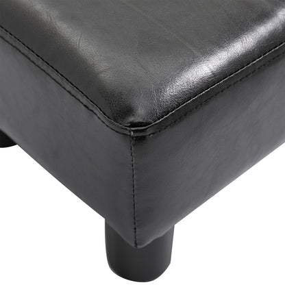 Rectangular Footstool Padded and Covered in Black Faux Leather, Max. 100kg, for Living Room and Entrance, 40x30x24 cm